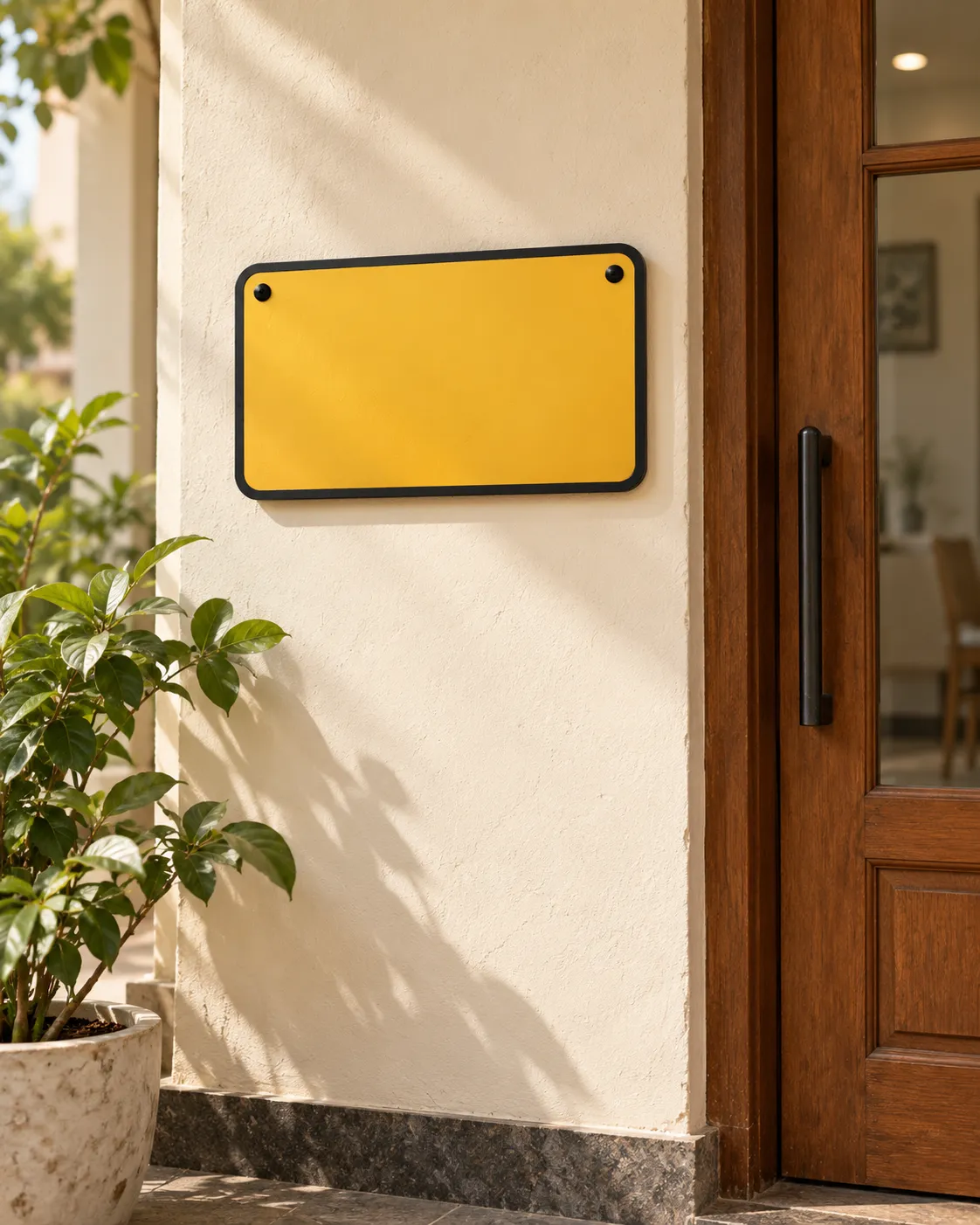 A yellow nameplate reading Dr Anna Thomas, MBBS, MD (Paediatrics) on a clinic wall